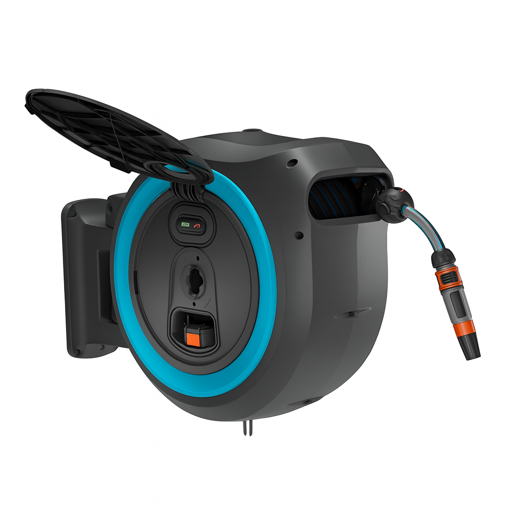 Enrolador Retrátil com Suporte Giratório 180 e Trava - GiraFlex