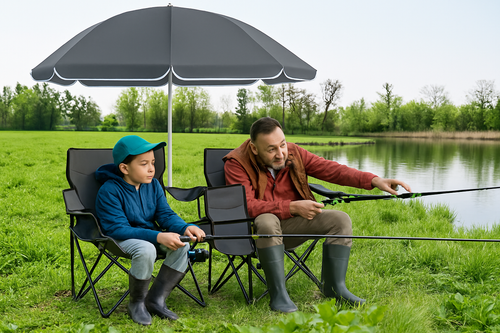 Cadeiras Dobráveis com Guarda‑Sol e Cooler Integrado - SombraLux