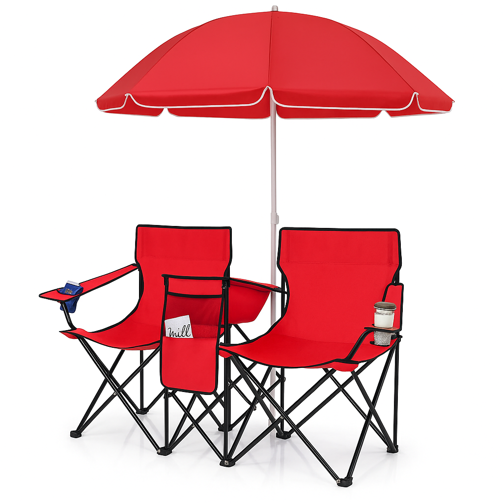 Cadeiras Dobráveis com Guarda‑Sol e Cooler Integrado - SombraLux