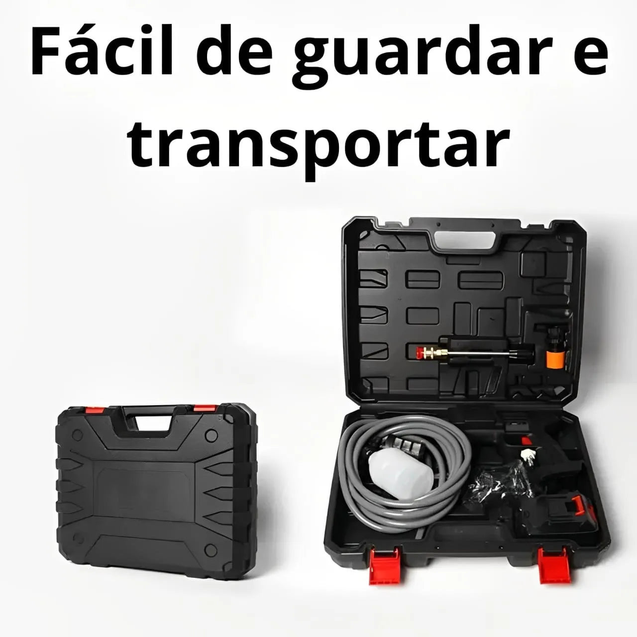 Lavadora portátil de alta pressão Mangueira de 5m + Bateria Recarregável - TurboWash